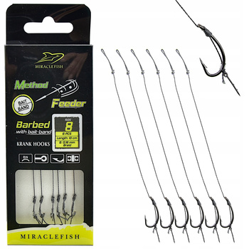 Haczyki Method Feeder na przyponie z igłą # 8