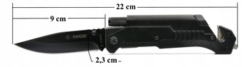 Nóż RATOWNICZY Scyzoryk Zbijak latarka krzesiwo