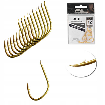 Zestaw Haczyków Haczyki FL AJI nr 12 złote- 10 szt