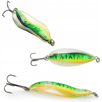 Devil Spoon - przejrzysta wahadłówka z wtopioną rybką i potrójną kotwiczką