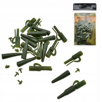 Bezpieczny klips z łącznikiem gumowym 10 szt KHAKI