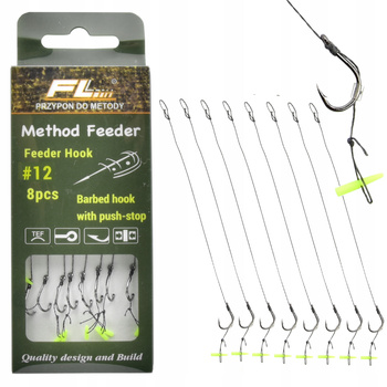 Haczyki Method Feeder na przyponie ze stoperem #12