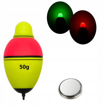 Świecący spławik żywcowy bojka bombka na żywca LED zielony czerwony 50g
