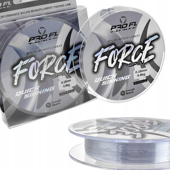 Żyłka nylonowa PRO FL FORCE Spin 0.18 mm - 4.9 kg 150 m szybko tonąca