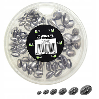 CIĘŻARKI nacinane ŚRUCINY OŁÓW FL 100 g w pudełku