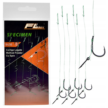 Gotowe Haczyki Meth Feeder na przyponie z igłą - igła 7 mm hak #8 SPECIMEN