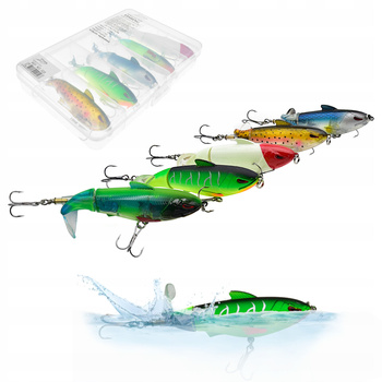 Zestaw 5 x WOBLER na Szczupaka obrot ogon Pudełko