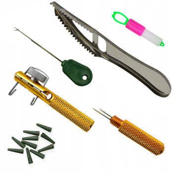 Kpl niezbędnych Akcesoriów wędkarskich wiązarka szydło sygnalizator skrobak