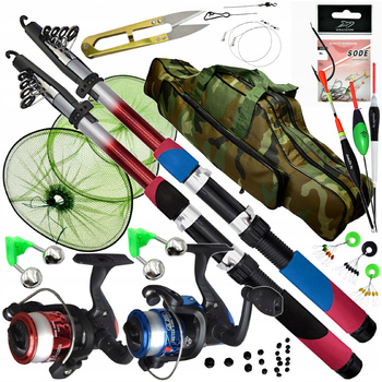 ZESTAW WĘDKARSKI 2 x Wędka 2 x Kołowrotek TORBA