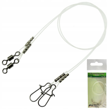 Przypony fluorocarbon 25 cm 10 kg - 2 sztuki agrafka + krętlik mocne