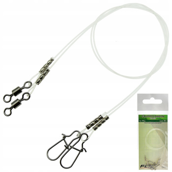 Przypony fluorocarbon 25 cm 15 kg - 2 sztuki agrafka + krętlik mocne