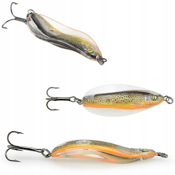 Devil Spoon - przejrzysta wahadłówka z wtopioną rybką i potrójną kotwiczką