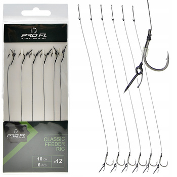 Gotowe Przypony CLASSIC FEEDER RIG 10cm Haczyk #12 zakończone igłą 9mm 6szt