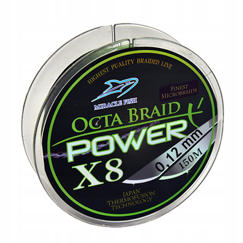 PLECIONKA WĘDKARSKA 8-splotowa 0,12mm zielona