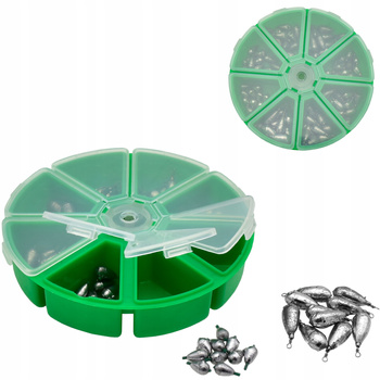 Zestaw 80 CIĘŻARKÓW w praktycznym Pudełku Łezki z igielitem i z krętlikiem