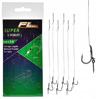 Gotowe Haczyki Feeder na przyponie z igłą igła 7mm hak #14 SUPER SPECJALIST