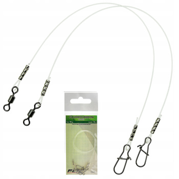 Przypony fluorocarbon 15 cm 15 kg - 2 sztuki agrafka + krętlik mocne