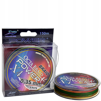 PLECIONKA WĘDKARSKA 150 m POWERX4 kolorowa 0,35 mm