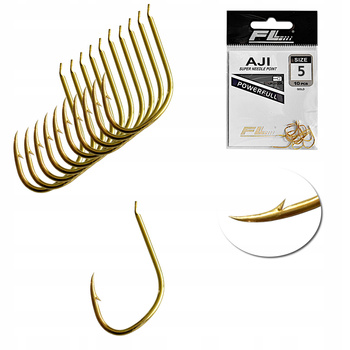 Zestaw Haczyków Haczyki FL AJI Nr 5 złote- 10 szt