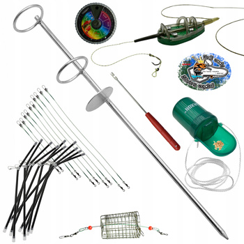 Zestaw Podpórka Karmidełko Wypychacz Przypony Rurki Antysplątaniowe Pudełko