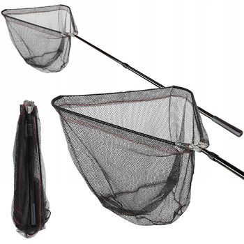 Podbierak Wędkarski na Ryby Teleskopowy z Gumowaną siatką Składany 210 cm