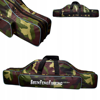 Pokrowiec wędkarski 80 cm moro 2 komory na wędki kieszeń pasek rączki