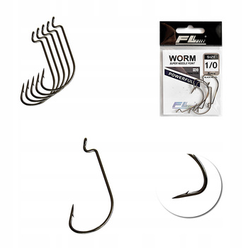 Haczyk Haczyki FL WORM nr 1/0 B. Nickel 5 szt