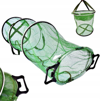 Siatka Wędkarska GUMOWANA 130 x 40cm zamykana na ryby z uchwytami transport