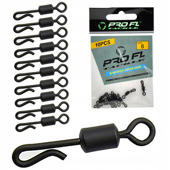 Q-Shaped Swing Snap Krętlik do Szybkiej Wymiany Przyponów 10 szt. Rozmiar 6