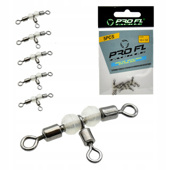 Krętliki Krętlik potrójny wędkarski ProFL 10x12 |5 szt Anty splątanie żyłki