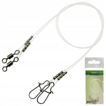 Przypony fluorocarbon 25 cm 20 kg - 2 sztuki agrafka + krętlik mocne