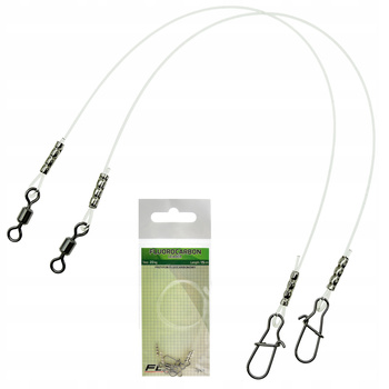 Przypony fluorocarbon 15 cm 20 kg - 2 sztuki agrafka + krętlik mocne