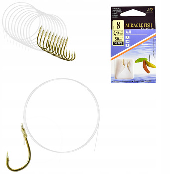 Haczyki WIĄZANE AJI Przypony GOTOWE 10 SZT r 8