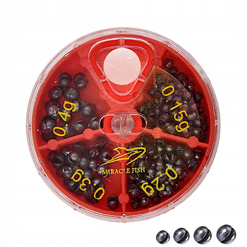 Śruciny ciężarki wędkarskie nacinane zestaw 50g w pudełku różne gramatury