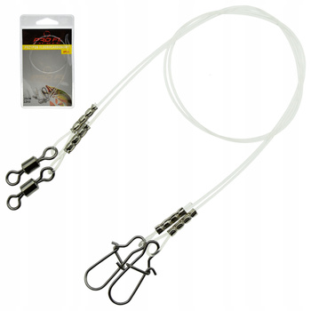 Przypony fluorocarbon 25 cm 12 kg - 2 sztuki agrafka + krętlik mocne